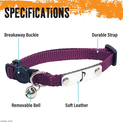 Naruto Breakaway Cat Collars for Girl/Boy Cats: Adjustable 8.5”-12” Cute Kitten Collar with Bell (Removable), Officially Licensed Naruto Shippuden Pet Accessories, Gifts (Burgundy, Hidden Sound Ninja)