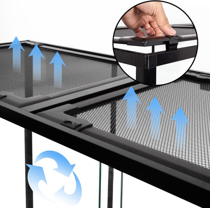 OIIBO 180 Gallon Large Reptile Terrarium, 48" x 24" x 36" Glass Reptile Tank Tall & Wide Terrarium Tank with Double Sliding Door Top Screen Ventilation Habitat