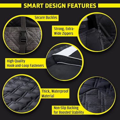 Meadowlark SUV Cargo Liner Dog Seat Covers + Seat Belt, Double Stitched & Extra Padded, Water Repellant, Anti Shock, Non-Slip, Cover Trunk Mat, Dog Accessories, Pet Car Seat Protector for Fur & Mud