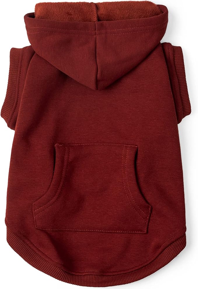 Koneseve Dog Hoodie Fleece Puppy Clothes Warm Sweater with Hat for Small Dogs Cat Hooded Shirt Kitten Pet Basic Hoodies Sweatshirt with Pocket Doggie Soft Winter Coat Apparel (Red; L)