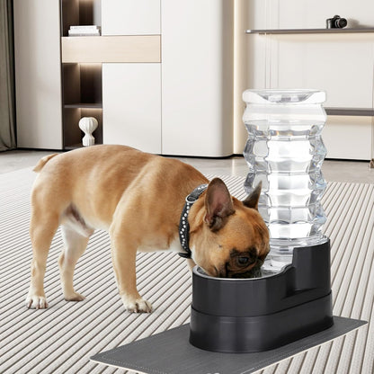 RIZZARI Large Water Dispenser for Dogs: 8L Gravity Black Automatic Stainless Steel Waterer - Raised Pet Feeder for Friendly Senior Medium to Large-Sized Dogs - Good for Spine - in Bedroom Garden