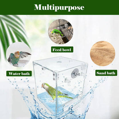 kathson Bird Bath for Cage,2 Pcs Hanging Bird Bath Box No-Leakage Parrot Shower Tub with Water Injectors Birds Bathing Accessory for Parrots Canary Lovebirds Conures Parakeets