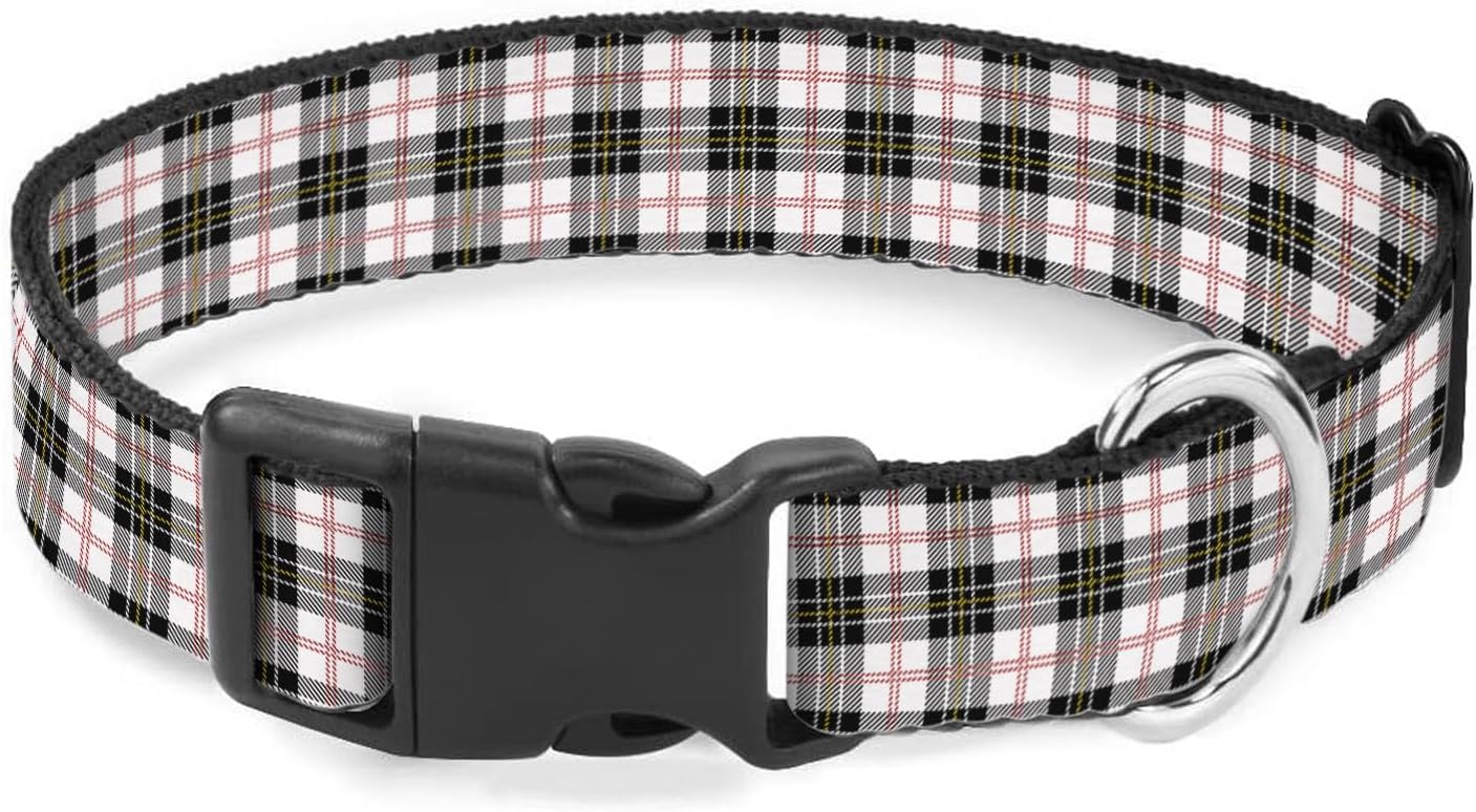 Black White Plaid Gingham Pet Collar Cat Dog Neck Strap Quick Release Buckle Adjustable Female Male Puppy Corgi