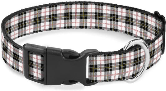 Black White Plaid Gingham Pet Collar Cat Dog Neck Strap Quick Release Buckle Adjustable Female Male Puppy Corgi