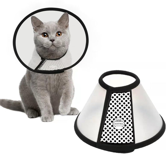 Depets Adjustable Recovery Pet Cone E-Collar for Cats Puppy Rabbit, Plastic Elizabeth Protective Collar Wound Healing Practical Neck Cover, Neck Girth 8.1 in