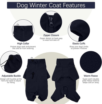 ROZKITCH Dog Coats for Medium Dogs, Pet Windproof Warm Cold Weather Jacket Vest Cozy Jumpsuit Apparel Outfit Clothes for Small Medium Dog Walking Hiking Sleep Blue M