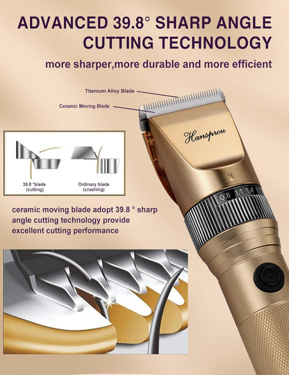 Dog Grooming Clippers, Professional Dog Clipper for Thick Coat 12V Plug-in Pet Trimmer High Power Pet Clippers Low Noise with Guard Combs Brush for Dogs Cats and Other Animal