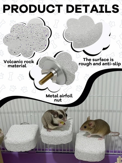 Lava Ledges for Rats 3 Pack Hamster Climbing Ledge Platform Pumice Ledge Shelf Pet Chewing Grinding Toys Small Animals Cage Accessories for Mouse Guinea Pig Gerbil Gray