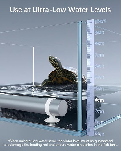 Small Aquarium Fish Tank Heater: URUQ 25W Submersible Aquarium Heater Adjustable Temperature Ultra-Low Water Level for Betta Fish Starter Kit - Under 5 Gallon Mini Aquarium
