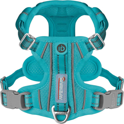 BARKBAY Dog Harness No Pull with ID Tag Pocket - Heavy Duty, Reflective, Easy Control for Small Dogs(Ocean Blue,S)