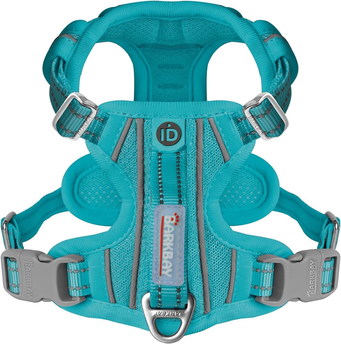 BARKBAY Dog Harness No Pull with ID Tag Pocket - Heavy Duty, Reflective, Easy Control for Large Dogs(Ocean Blue,M)