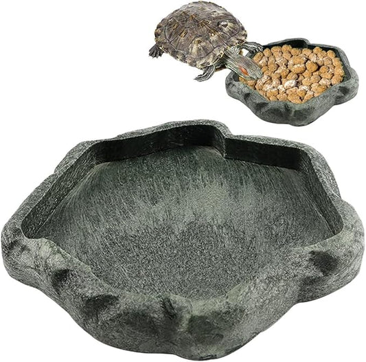 5.51x4.72x0.63in Tortoise Water Bowl,Resin Turtle Food Bowl Snake Water Bowl,Ball Python Water Bowls for Bearded Dragons Leopard Gecko Frog Snake(Green)