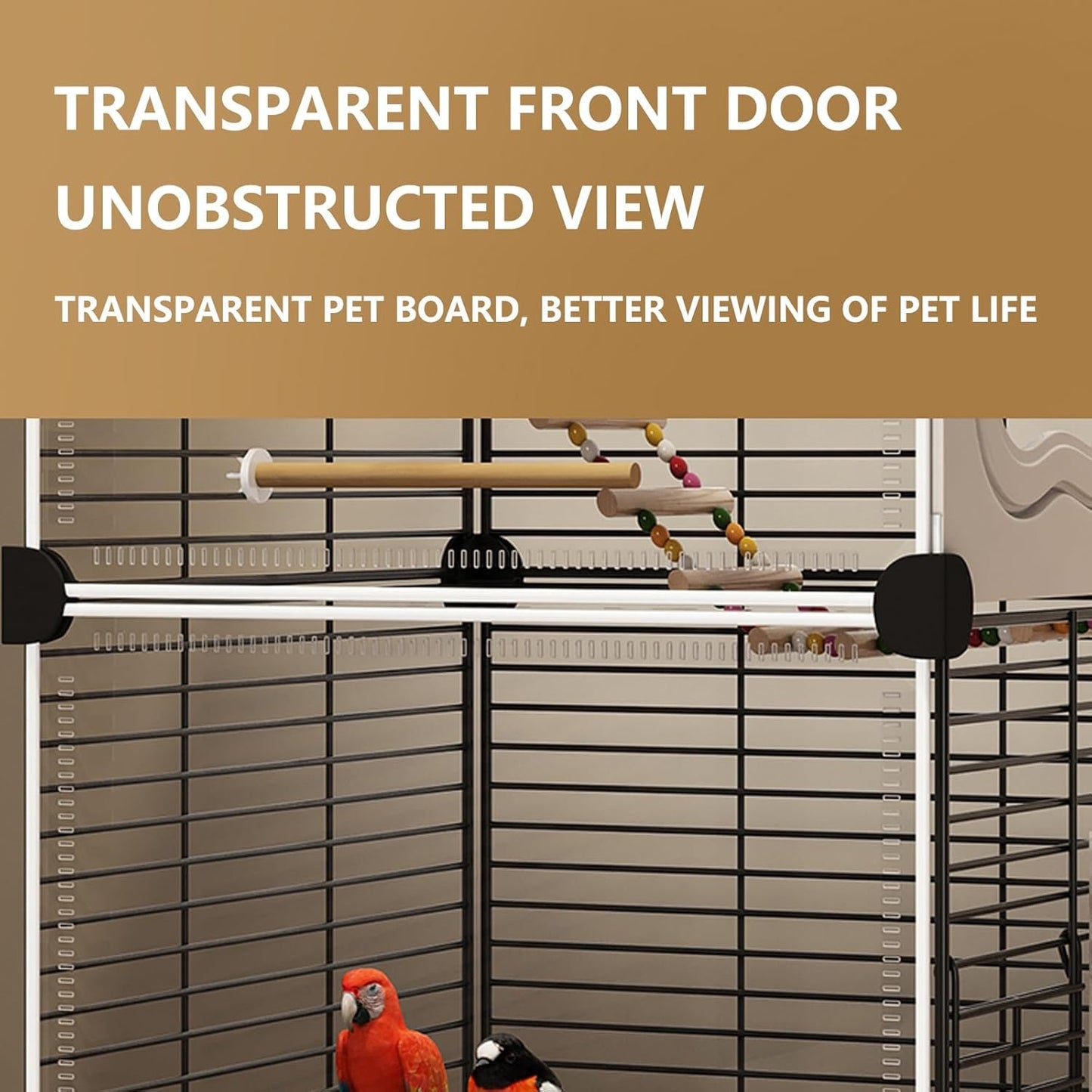 Large Parrot Cage with Acrylic Doors, 4 Casters, Perch & Feeder, Detachable Drawer, Ideal for Cockatiels, Budgies, Conures, Indoor/Outdoor Use – Spacious White Birdcage(White,72 * 36 * 142)