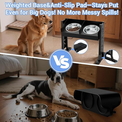 Elevated Dog Bowls for Large and Medium Dogs,(22 inch Tall), 8 Height Adjustable Tilted Raised Dog Bowl Stand with 2 Stainless Steel 1.3L(44oz) Bowls, Tall Pet Feeding Station for Large Breed Dogs