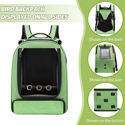 Bird Backpack Carrier,Bird Travel cage Backpack with Tray and Standing Perch,Feeding Tank,Waterproof pad,Used for Parakeets,hornbirds,Lovebirds,Small and Medium-Sized Bird