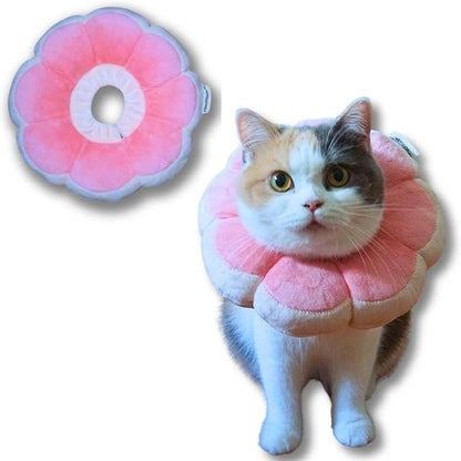 Adjustable Comfy Flower Style Elizabeth Collar for Cats Puppies Soft Recovery Cone Pet Protective Neck Collar (Pink, Small)