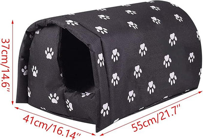 Outdoor Feral Cat House Winter,Weatherproof Waterproof Rainproof Foldable Cotton Filled Thicken Stray Feral Cats Dogs Tent Shelter Home Keep Warm Outdoor Indoor Garden (Medium - 2 Cats)