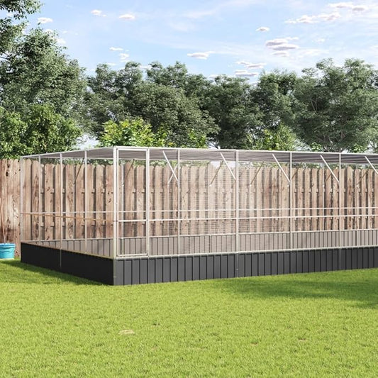 Galvanized Steel Large Flight King Bird Cage with Extension, Steel Outdoor Aviary, Outdoor Indoor Large Bird Cage Aviary Pet House for Cockatiels African Parakeets, 327.6"x163"x83.5",-319