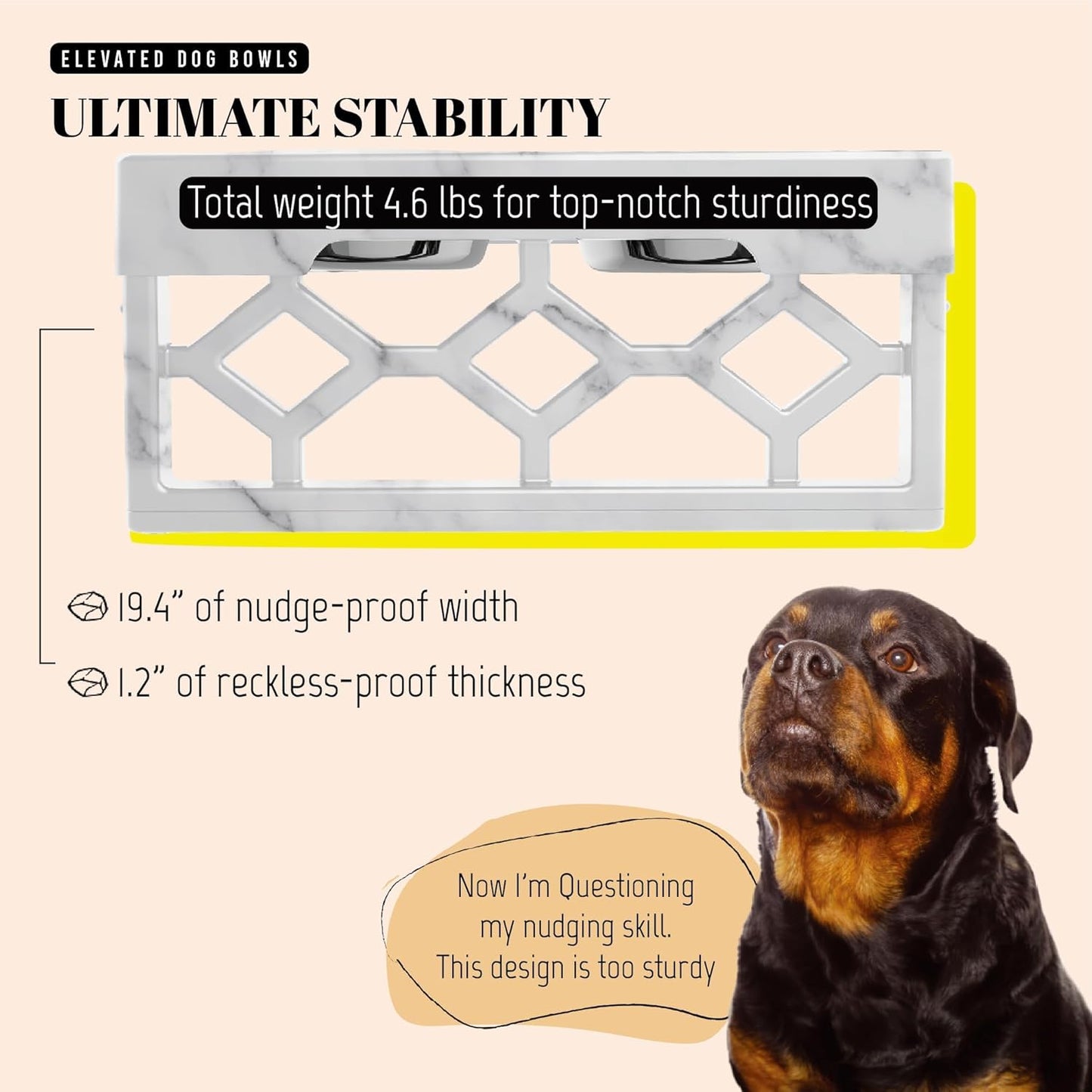 AVERYDAY Large Dog Bowls Elevated, 4 Height Adjustable Raised Dog Bowl Stand with 2 Stainless Steel Food and Water Bowls Set, Tall Dogs Feeding Station with Anti-Slip Base for Medium Large Breeds Dogs