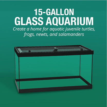 Tetra ReptoHabitat Kit for Aquatic Reptiles and Amphibians, 15 Gallons, Create a Home for Aquatic Juvenile Turtles, Frogs, Newts and Salamanders, 24.4 x 12.5 x 12.7 inches