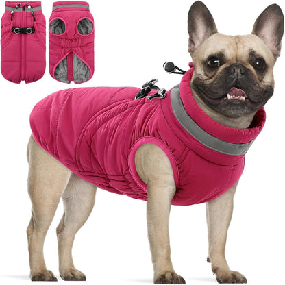 SAWMONG Dog Coat, Warm Dog Winter Coat, Waterproof Fleece Jacket, Cold Weather Dogs Jacket (XS,Rosered)