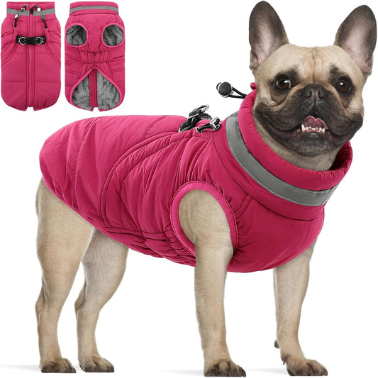 SAWMONG Dog Coat, Warm Dog Winter Coat, Waterproof Fleece Jacket, Cold Weather Dogs Jacket (XS,Rosered)