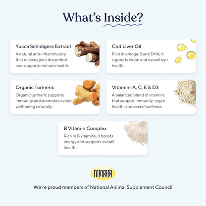 Pawfy Dog Multivitamins 15 in 1 | Dog Vitamins for Skin & Coat - Supports Overall Wellness | Advanced Senior Dog Supplements from Occasional Itching | Puppy Tasty Vitamin C Chews - 30 Count