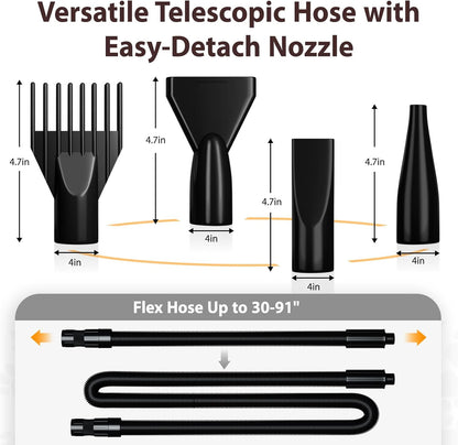 Dog Dryer Pet Hair Blower High Velocity for Grooming, Blow 3800W/5.2HP for Large Dogs Sechoir Pour Chien with Stepless Adjustable Speed, 4 Different Nozzles and Dog Brush,Blue