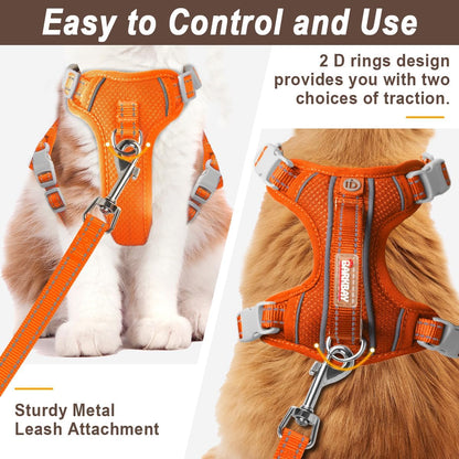 Cat Harness and Leash Set for Walking Escape Proof for Small Large cat Kitten Harness with ID tag Pocket (Orange,S)