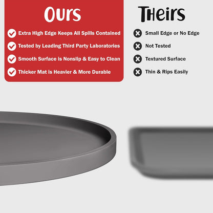 DogBuddy Dog Food Mat - Waterproof Dog Bowl Mat, Silicone Pet Mat for Food and Water Bowls, Nonslip Pet Feeding Mat with Edges, Dogs Food Mats for Floors, Puppy Supplies (XXL: 32" x 19", Gray)