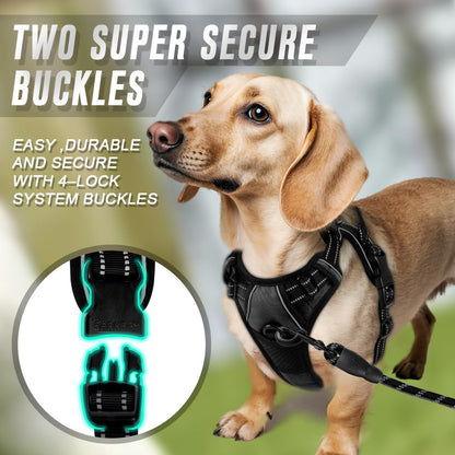 BARKBAY No Pull Dog Harness Front Clip Heavy Duty Reflective Easy Control Handle for Large Dog Walking(Black,XS)