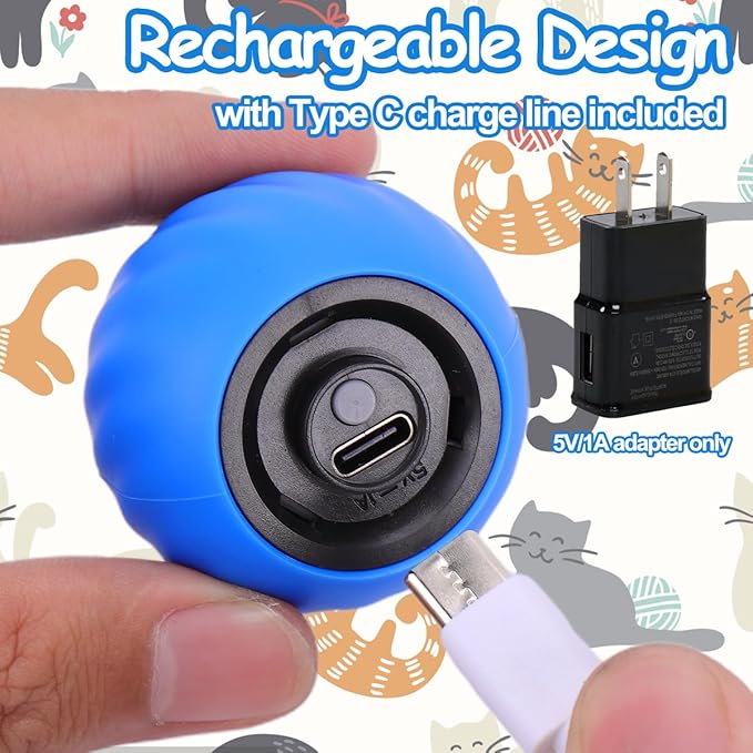 Interactive Cat Toy Ball - Speedy Cat Toys for Indoor Cats with Feather Tails for Chasing, Moving Stimulation Smart Cat Toy for Enrichment, Motion Activated Automatic Rolling Toys to Keep Them Busy