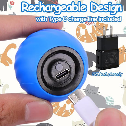 Interactive Cat Toy Ball - Speedy Cat Toys for Indoor Cats with Feather Tails for Chasing, Moving Stimulation Smart Cat Toy for Enrichment, Motion Activated Automatic Rolling Toys to Keep Them Busy