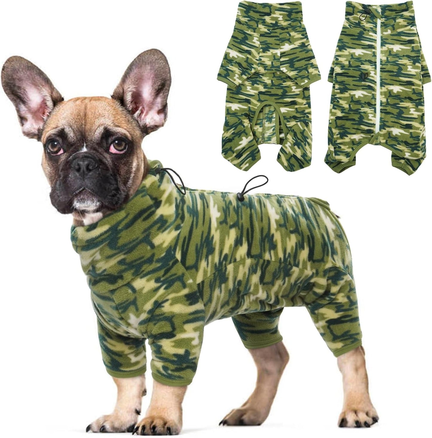 ROZKITCH Dog Jackets for Large Dogs Camo with Long Sleeve, Pet Windproof Warm Cold Weather Jacket Vest with Luminous Zipper, Jumpsuit Apparel Outfit Clothes for Small Medium Large Dog Camo XS
