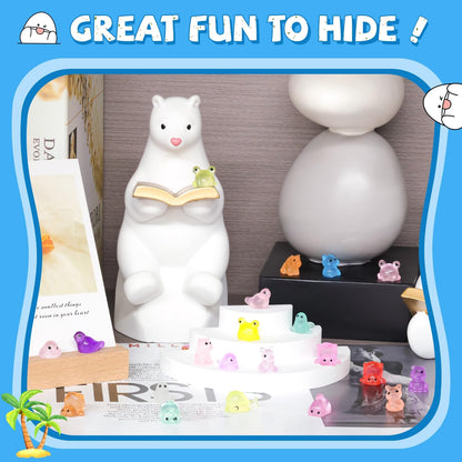 150PCS Random Mini Resin Animals Tiny Figurines Glow in Dark, Miniature Figures to Hide, Little Animal Toys Small Accessories for Topper Garden Dollhouse Landscape Aquarium Ornaments Crafts & Decor