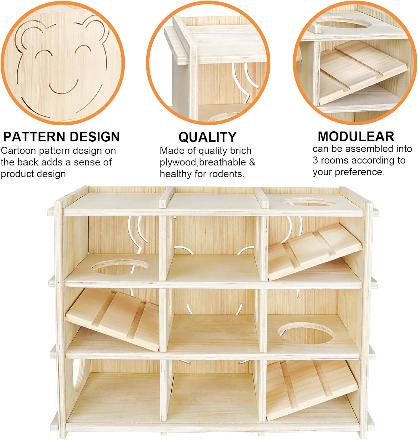 Hamster Toy Adventure Box,Multi Chamber Viewable Hamster House with Tunnel Meets The Nature of All Kinds and Sizes of Hamsters Rats Small pet Rodents