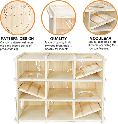 Hamster Toy Adventure Box,Multi Chamber Viewable Hamster House with Tunnel Meets The Nature of All Kinds and Sizes of Hamsters Rats Small pet Rodents