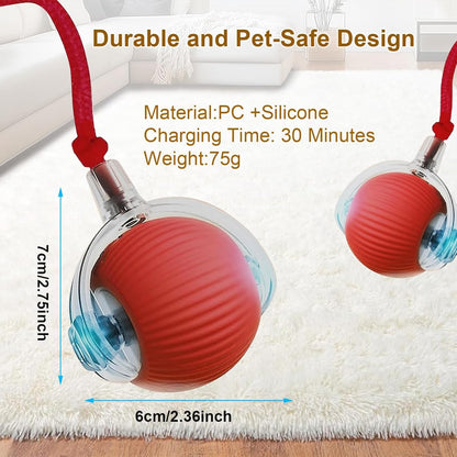 Interactive Cat Toy Ball, Smart Interactive Cat Toys, Smart Cat Toy for Enrichment, Motion Activated Automatic Cat Toys to Keep Them Busy (Red)