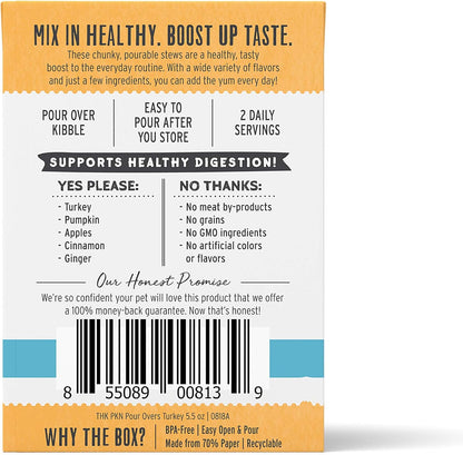 The Honest Kitchen Pumpkin POUR OVERS Wet Toppers for Dogs (12 Pack), 5.5 oz - Turkey Stew