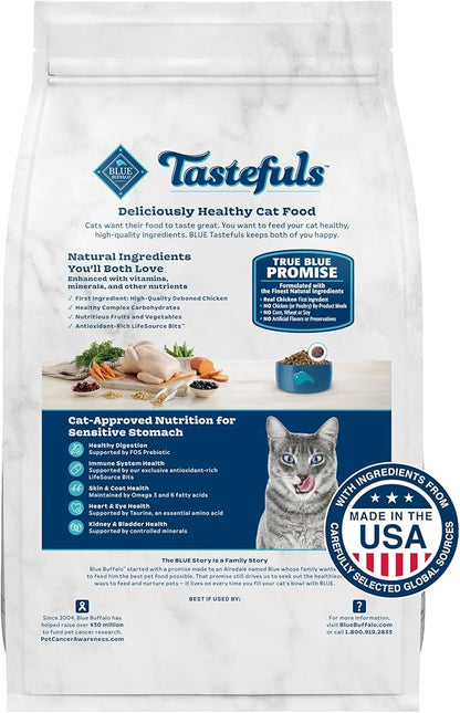 Blue Buffalo Tastefuls Adult Cat Dry Food, Multi-Protein Chicken & Turkey Recipe, 15-lb. Bag