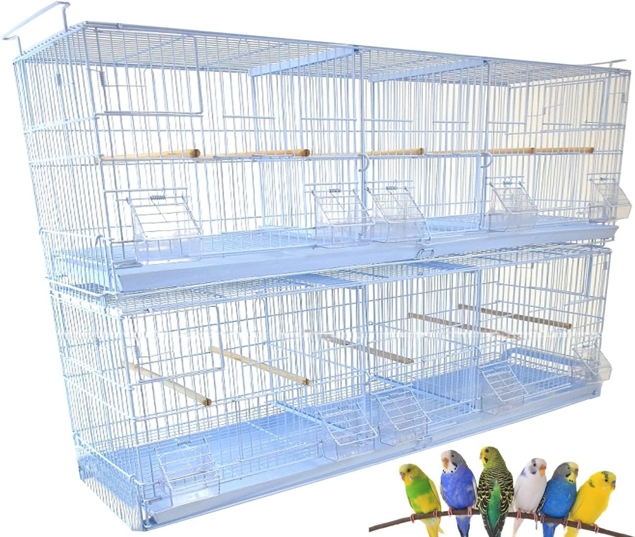 LOT of 2 Extra Large 38"x11"x15"H Stackable Breeder Bird Flight Triple Cage with Removable Double Center Divider and Breeding Nest Box Doors