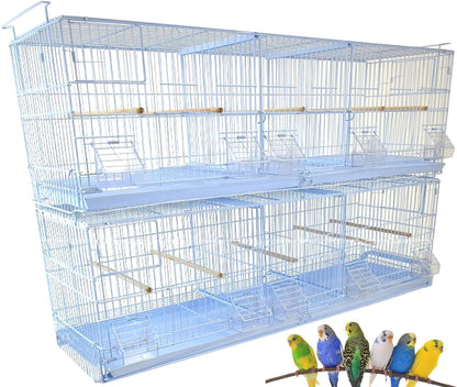 LOT of 2 Extra Large 38"x11"x15"H Stackable Breeder Bird Flight Triple Cage with Removable Double Center Divider and Breeding Nest Box Doors