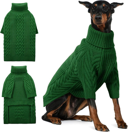 ASENKU Extra-Large Dog Sweater, Dog Sweaters for Extra Large Dogs, Pet Sweatshirt Apparel Turtleneck Pullover Winter for Doberman, Great Dane (Dark Green, 4XL)