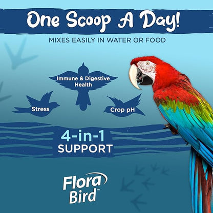 Vital Planet - Flora Bird Probiotic Powder Supplement with 10 Billion Cultures and 7 Diverse Strains, High Potency Probiotics for All Birds for Avian Digestive and Immune Support 80 Scoops 1.06 oz