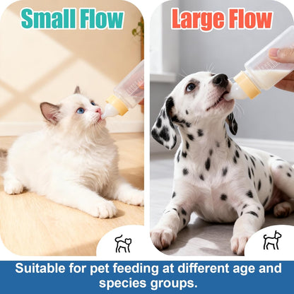 DEMORA Kitten Bottle Feeding Kit, Graduated Nursing Feeding Bottles for Pet Kitten Puppy Hamster Rabbit with Two Kinds of Replaceable Nipples Feeder (Clear, 5 oz)