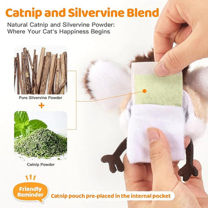 Cat Toys Flapping Bird(No Flying)， Rechargeable Touch-Activated Interactive Toy with Lifelike Chirp for Indoor Cats & Kittens Exercise （Sparrow）