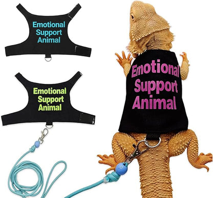 Bearded Dragon Lizards Clothes with Leash Set - Cute Lizard Reptile Small Animal Adjustable Harness Clothes for Walking Outdoor Security Costume Photo Prop(Pink