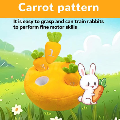 Hamiledyi Rabbit Foraging Toys Bunny Plush Puzzle Toy Carrots Snuffle Mat for Chinchilla Guinea Pig Ferret Rat Entertainment (Yellow)