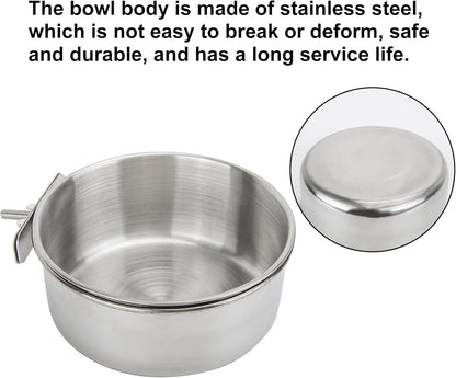 Bird Feeding Dish Cups 3 Pack Parrot Food Bowl Cage with Clamp Holder Stainless Steel Birdcage Coop Water Feeder for Cockatiel Conure Budgies Parakeet Macaw Finches Lovebirds Small Animal (S+M+L)