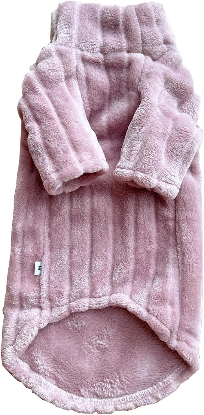 Turtleneck Sweater for Sphynx Cat Soft Coral Fleece Cat Clothes Thick Winter Warm Outfit Coat for Hairless Cats and Small Dogs Apparel with Sleeves (Pink, L (7-8.5 lbs))